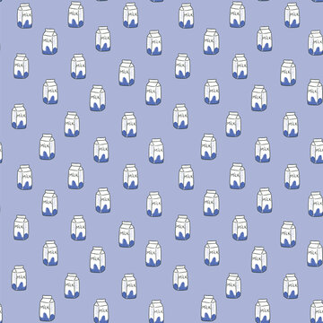A box of milk baby seamless vector pattern on purple background.