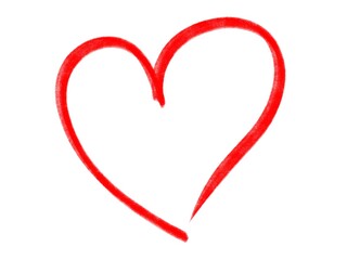 Red heart painted on white background Valentin day symbol love romantic	