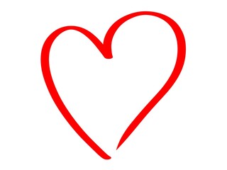 Red heart painted on white background Valentin day symbol love romantic	