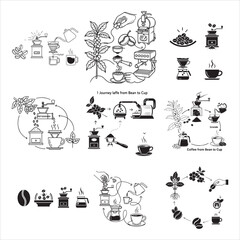 Coffee Shop Education Bean To Cup Black Vector Infographic