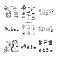 Coffee Concept Journey Bean To Cup Black Vector Art