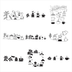 Coffee Infographic Bean To Cup Process Black Vector