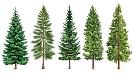Obraz premium Various Conifers Isolated on White