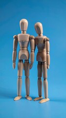 Wooden figures embrace
