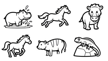 Outlined animal collection illustrations for design and educational projects