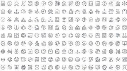 Fototapeta premium Collection of Geometric Line Icons for Various Purposes and Applications.