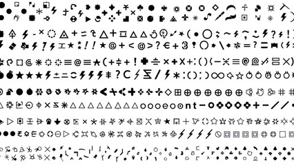 Fototapeta premium Collection of Various Symbols and Glyphs in Black and White.