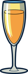 vector art of a glass of champagne on isolated background