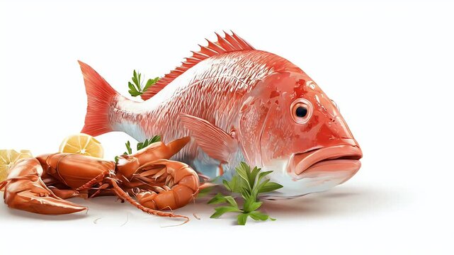 Fresh Seafood Feast - Red Snapper, Lobster, and Lemon Delight.