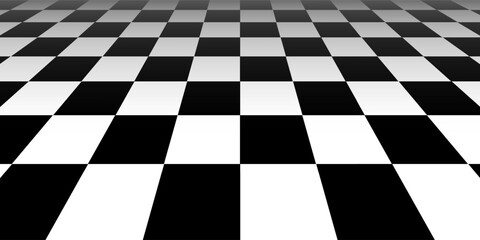 Obraz premium Black and white chess pattern. Checkerboard seamless vector illustration. Abstract checkered checkerboard for game. Grid geometric square shape. Race flag. Retro mosaic floor.