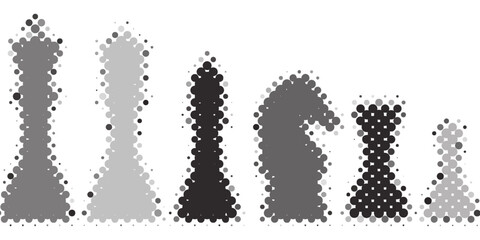 Chess pieces silhouette vector icon set isolated on white background. Black chess figures king, queen, bishop, knight, rook, pawn game design elements. Flat design simple clip art illustration © Muis