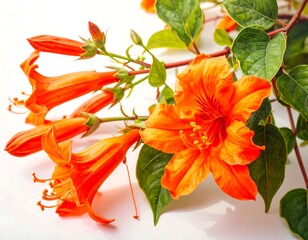 Vibrant orange flowers and leaves