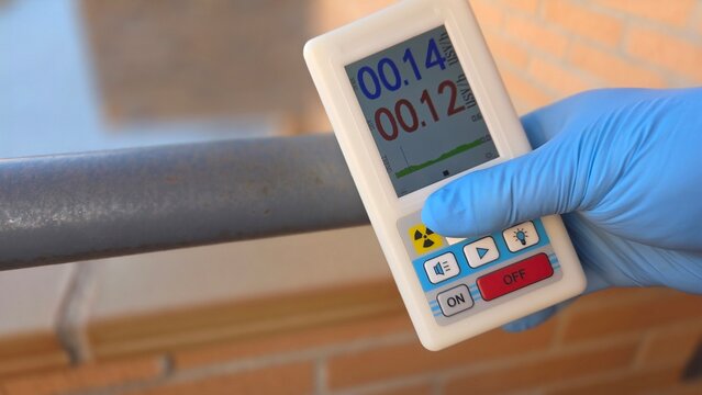Radiation measurement with geiger counter device for safety and environmental monitoring