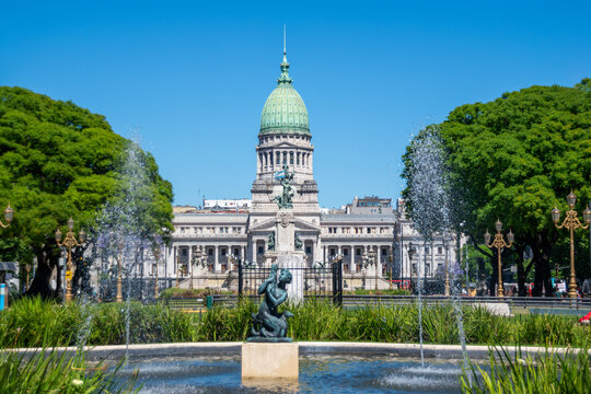 View of the Argentine National Congress (Congreso de la N&aacute;cion) - Buenos Aires, Argentina 