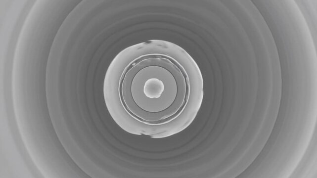 Monochromatic visualization of a cosmic event with shockwaves spreading from an epicenter. Abstract representation of gravity waves or a supernova
