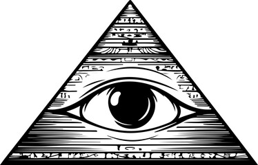 all-seeing eye engraving in triangle