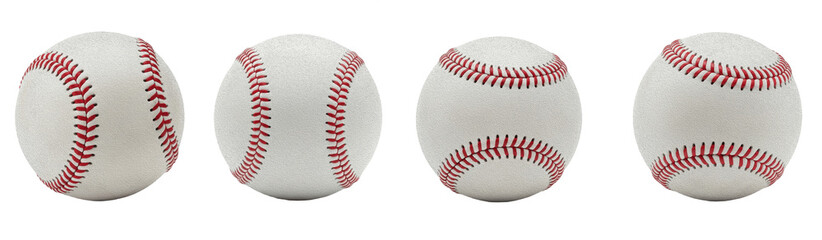 Set Of baseball balls on white background, Traditional Baseball Ball With Red Stiches , Sports Equipment's 