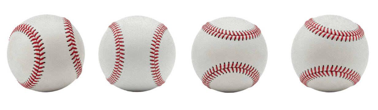 Set Of baseball balls on white background, Traditional Baseball Ball With Red Stiches , Sports Equipment's 