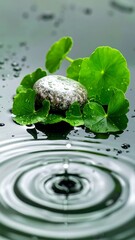 Zen stone on water ripples