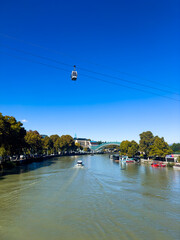 Modern Bridge of Peace Over Kura River in Tbilisi Georgia © EwaStudio