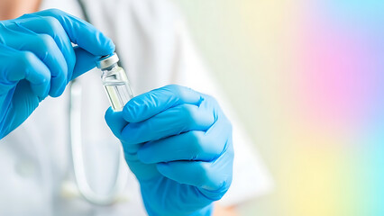 Medical professional handling vaccine vial with care
