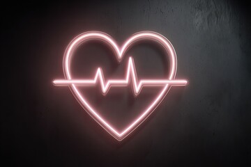 Neon Heart with ECG Pulse Line