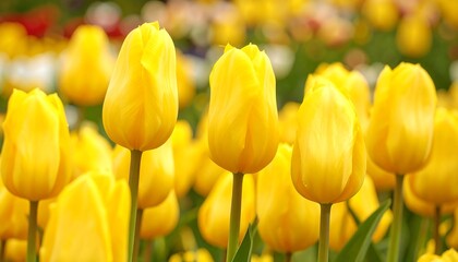 Close-up of vibrant yellow tulips