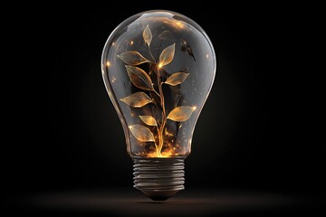 Green Plant Growing Inside Light Bulb