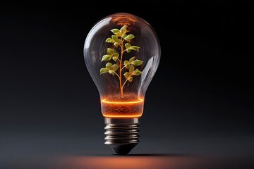 Green Plant Growing Inside Light Bulb