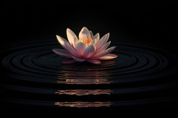 Lotus Flower Floating on Dark Water
