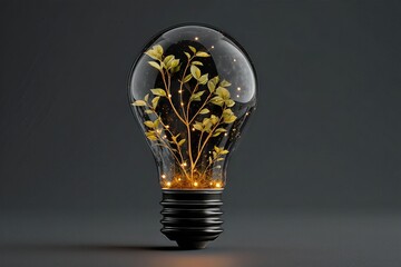 Green Plant Growing Inside Light Bulb