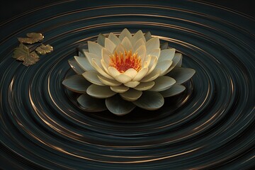 Lotus Flower Floating on Dark Water