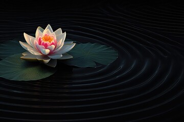 Lotus Flower Floating on Dark Water
