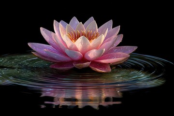 Lotus Flower Floating on Dark Water