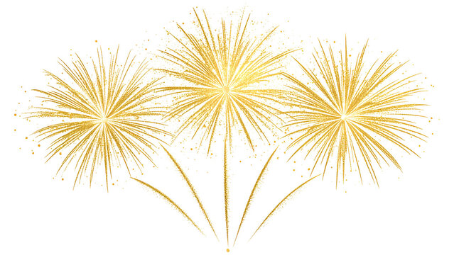 golden fireworks isolated on transparent background