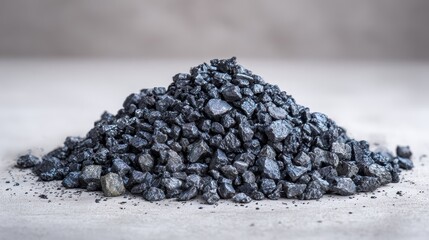 Pile of crushed iron ore concentrate pellets representing raw material used in steelmaking and heavy industry production.

