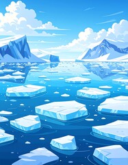 Arctic landscape with ice floes