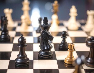 Chess pieces on a board