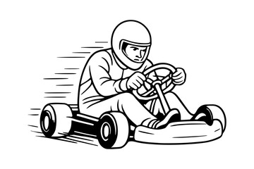 Vector illustration of a go-kart racer in action