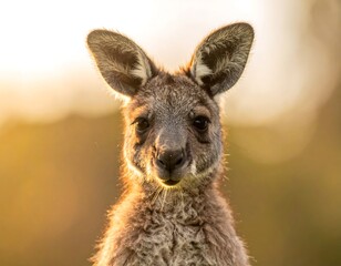 Backlit kangaroo portrait in nature