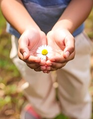 Child holding a flower