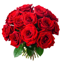 Bouquet of red roses isolated on transparent background