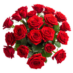 Bouquet of red roses isolated on transparent background