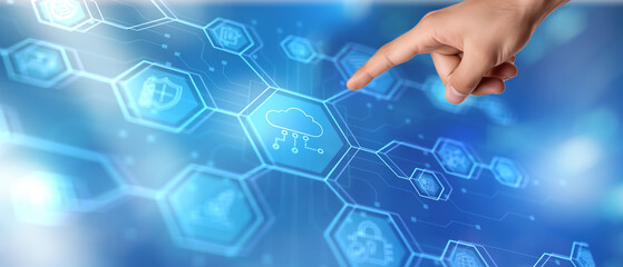 Cloud. Concept of global data processing, backup and synchronization