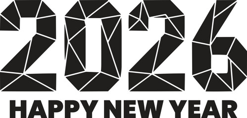 2026 Happy New Year black logo text design. Happy New Year 2026 vector icons for greeting card or calendar cover design