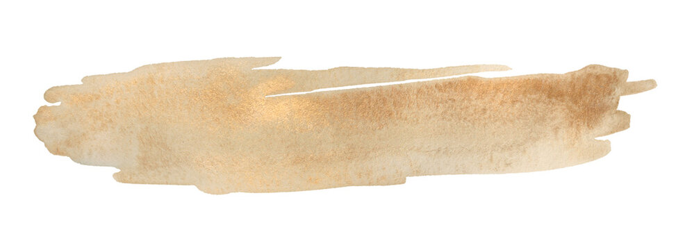 PNG Glow gold, beige nacre glitter metallic ink watercolor smear brush stroke stain blot isolated on transparent background.