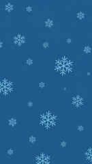 Falling Light Blue Snowflakes Pattern on Dark Blue Background; Winter Holiday Season Wallpaper Design