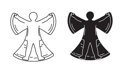 Playful Snow Angel Icon in Outline and filled Vector