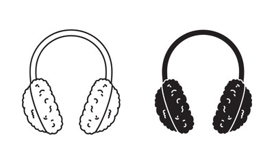 Fuzzy Earmuffs Icon in Outline and filled Vector