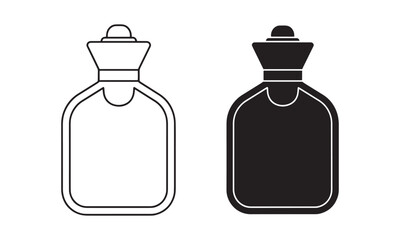 Hot Water Bottle Icon in Outline and filled Vector